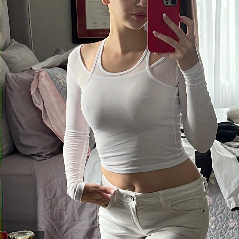 Sexy Fun White layerd crop top Superdown Size XS